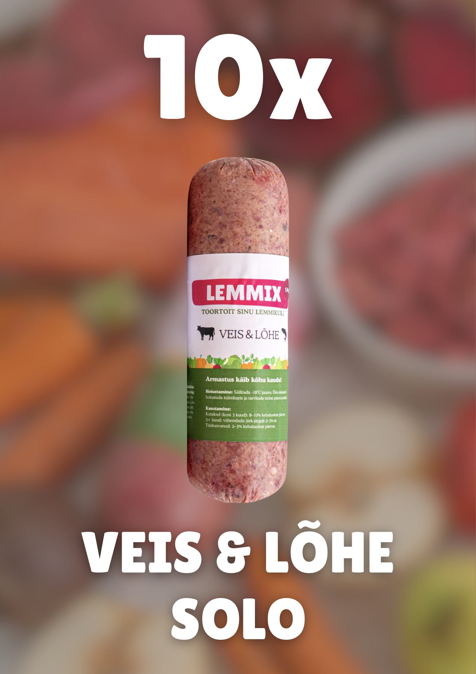 Veise ja lõhe koerte toortoit